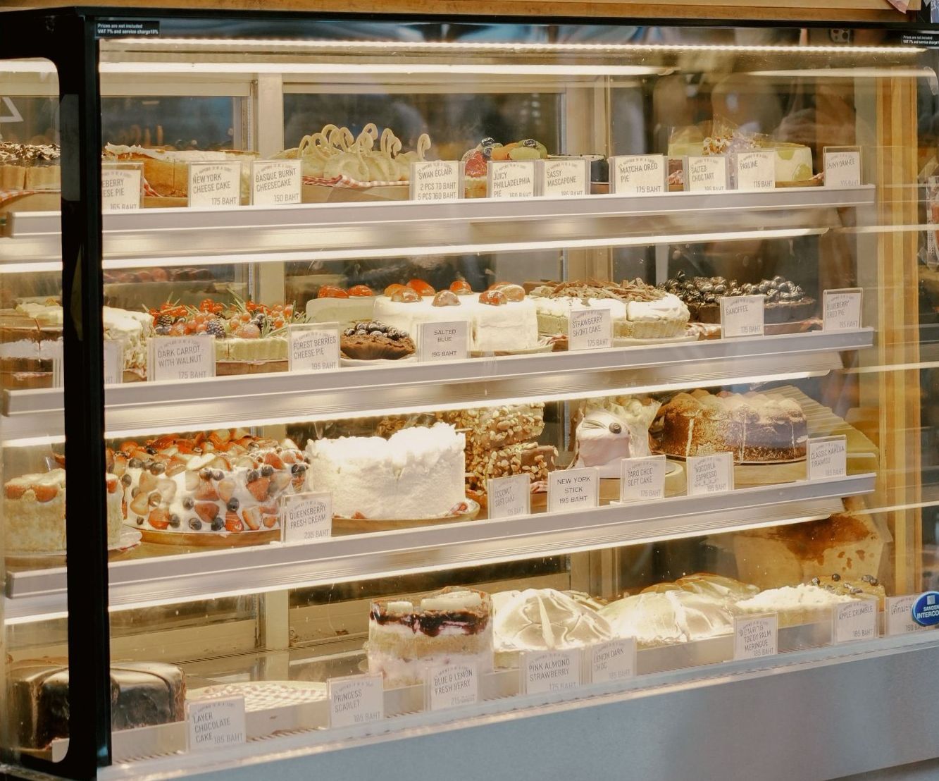 Cakes and slices in the cabinet